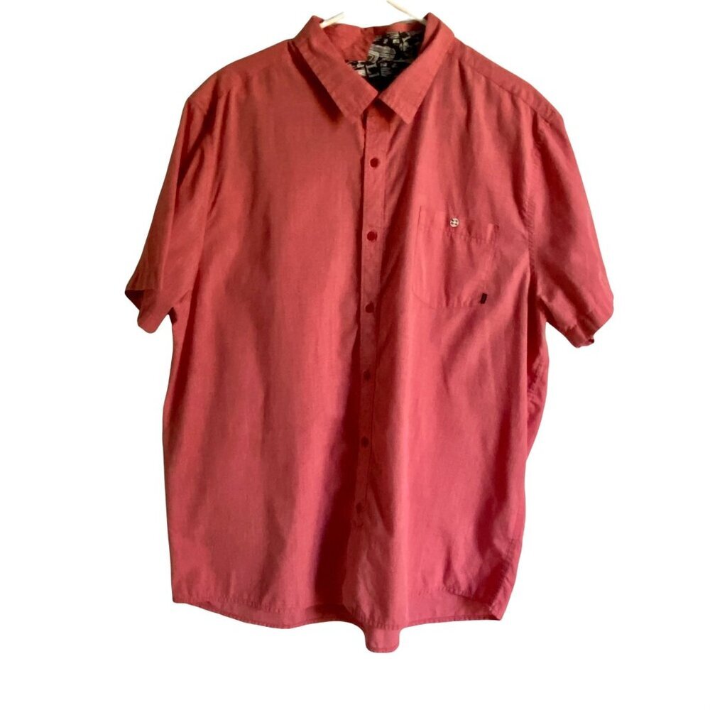 Amplify Muted Red Short Sleeve Button Down Casual Shirt Men's XXL